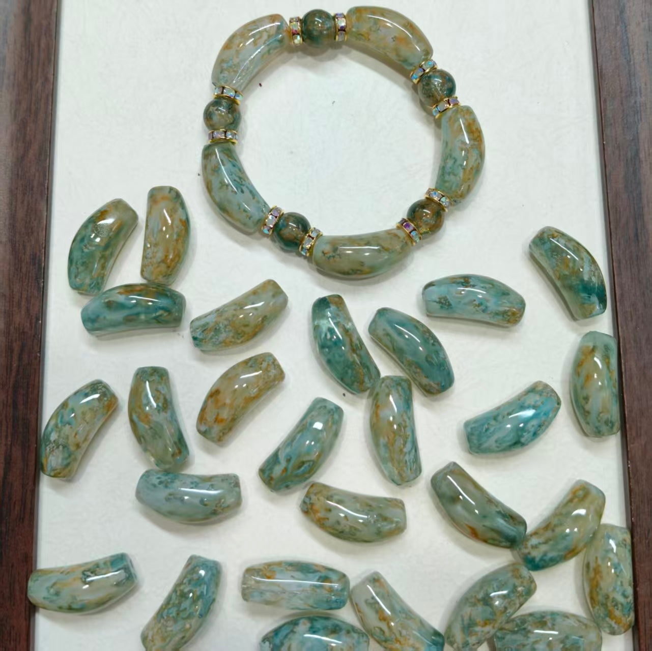 ✨【NEW】Pastel Curved Cube｜Marbled Glass Beads for DIY Jewelry Making