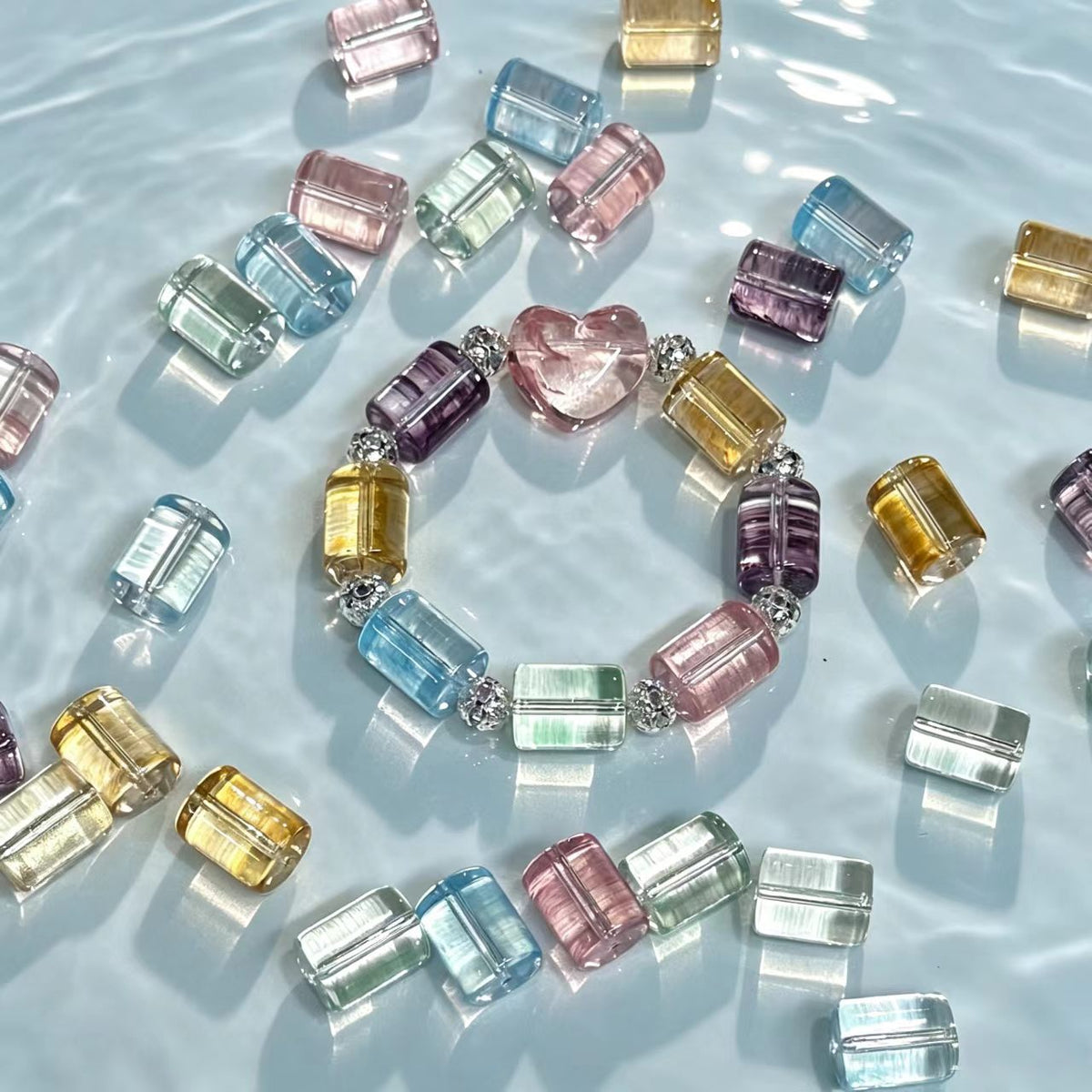 ✨【NEW】Tube Drift | Brush‑Streaked Tube Glass Beads For DIY Bracelet