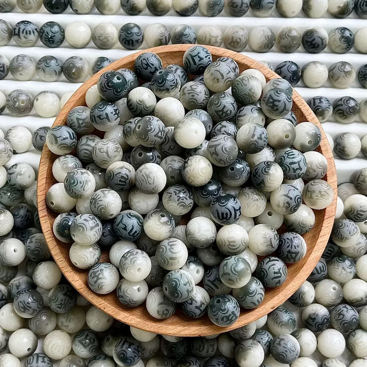 A-engraved 6 words Bodhi beads