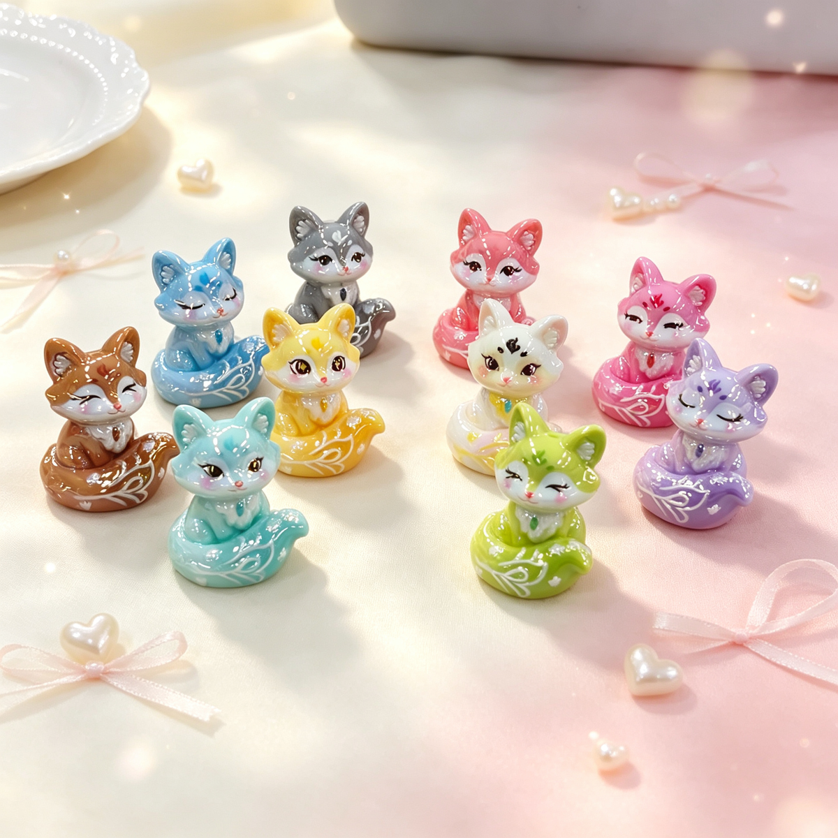 ✨【NEW】Glaze Fox Resin Ornament, DIY Handmade Decoration Charm Accessory