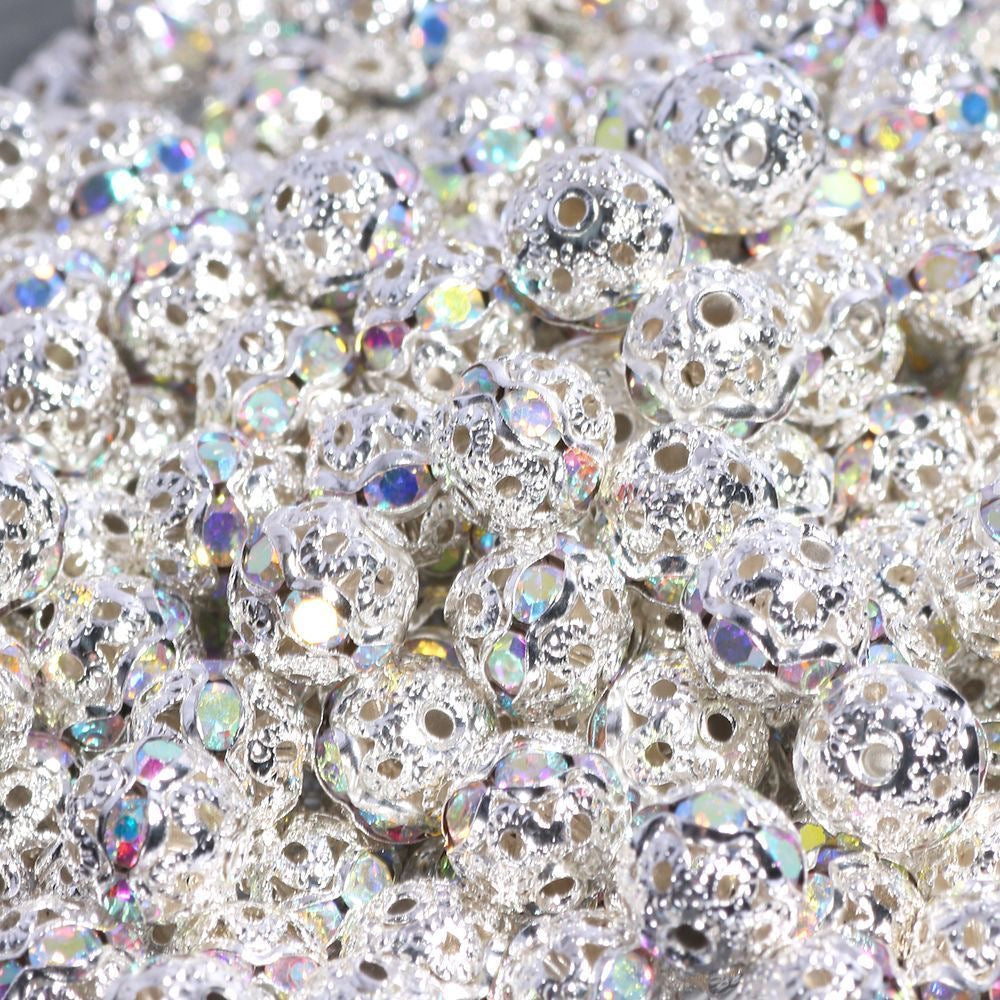 Copper rhinestone spacer beads for DIY jewelry making