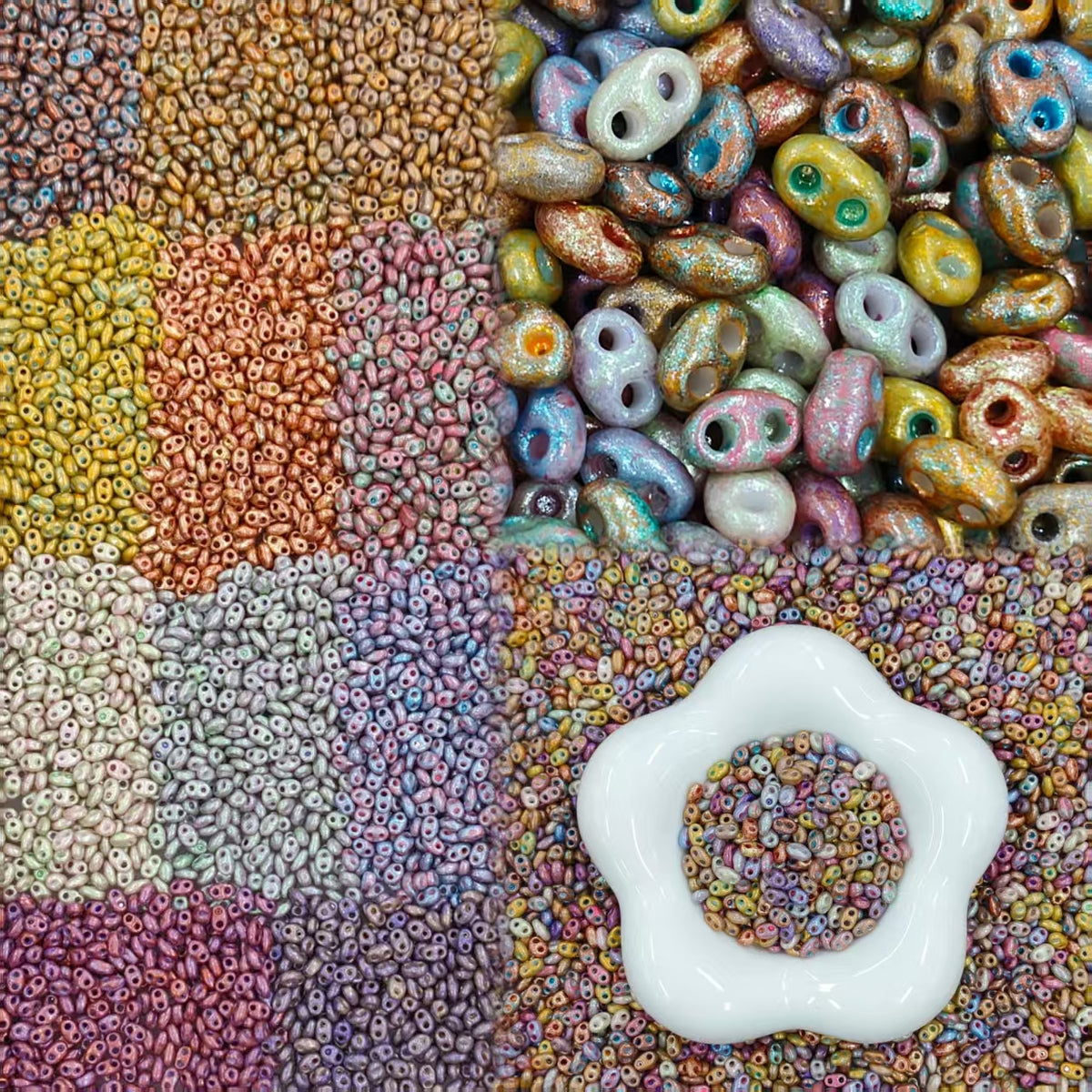 ✨【NEW】Speckled Pig Nose | Double‑Hole Oval Glass Bead for DIY Handcrafted Jewelry