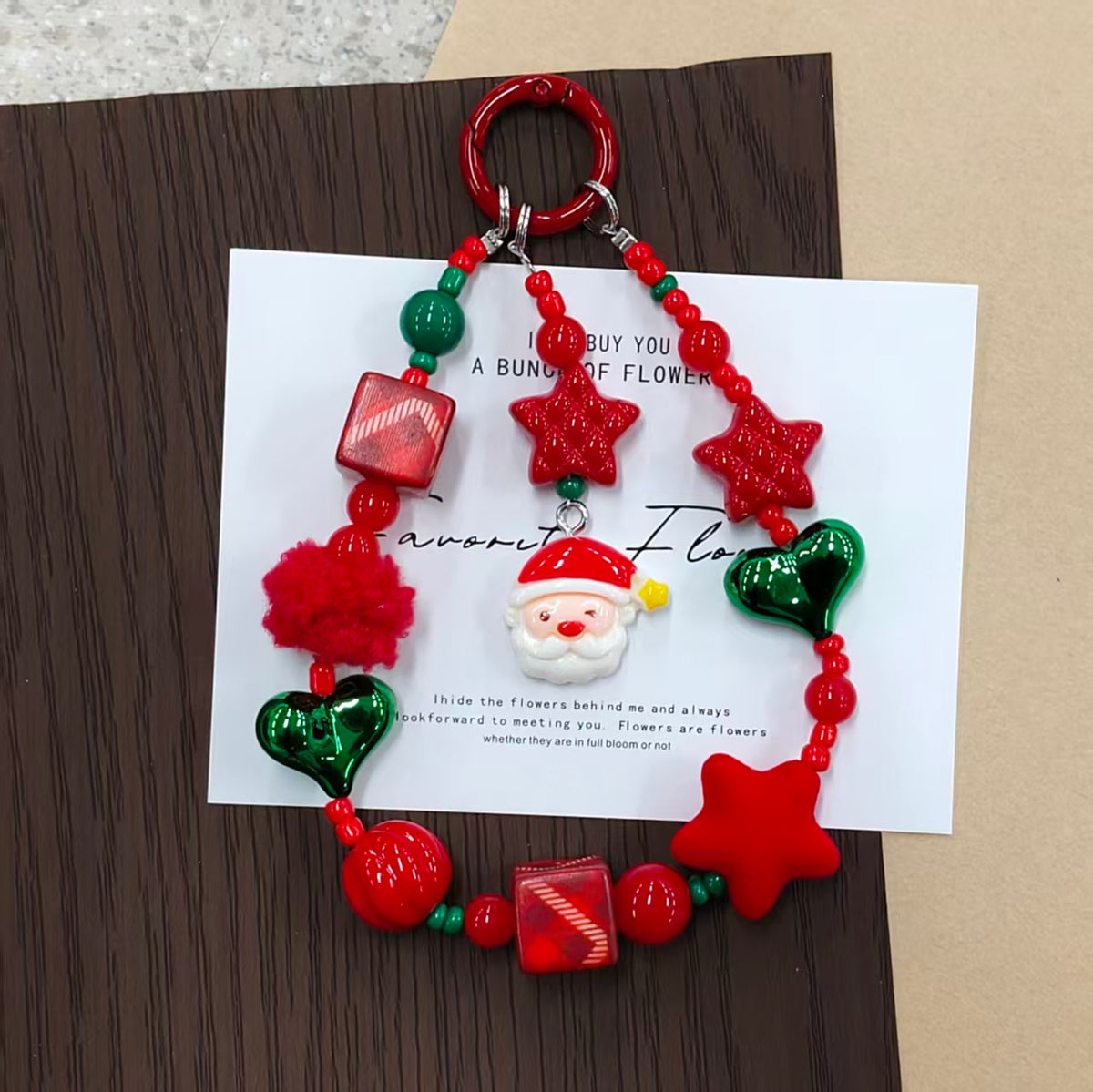 ✨【NEW】Christmas Beaded Phone Chain | Festive Handmade Beaded Phone Charm, Holiday Bag Pendant