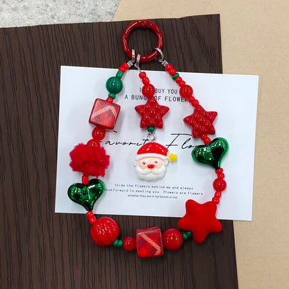 ✨【NEW】Christmas Beaded Phone Chain | Festive Handmade Beaded Phone Charm, Holiday Bag Pendant