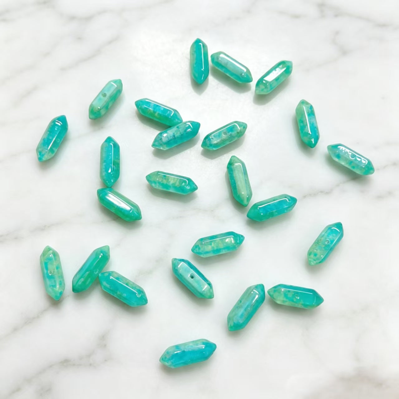 ✨【NEW】Gradient Double‑Point Prism｜Faceted Glass Beads for DIY Bracelet Jewelry Making