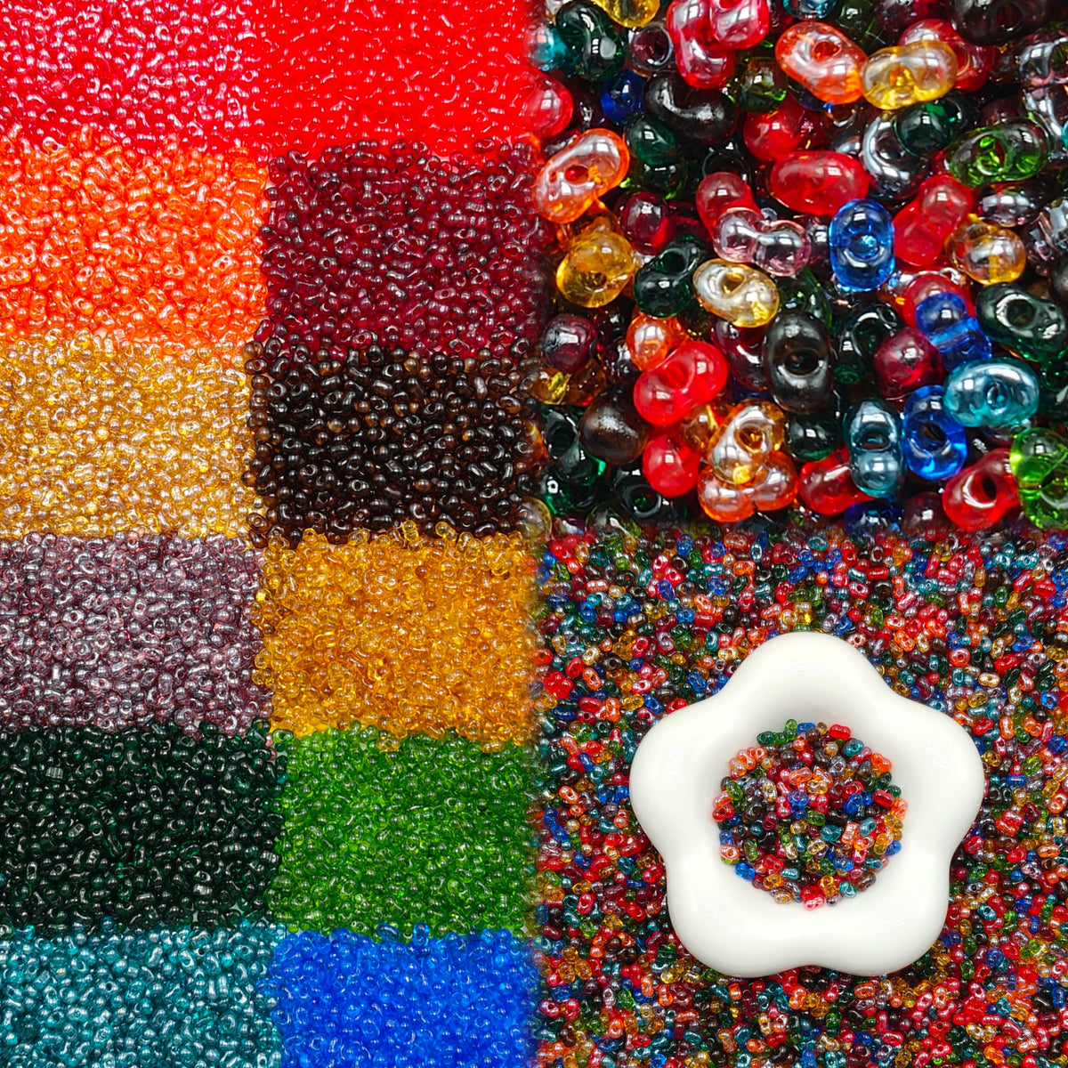 ✨【NEW】Retro Carnival Peanut | 3×6mm Semi‑Transparent Solid Dyed‑Core Glass Beads, Loose Beads for DIY Jewelry Making