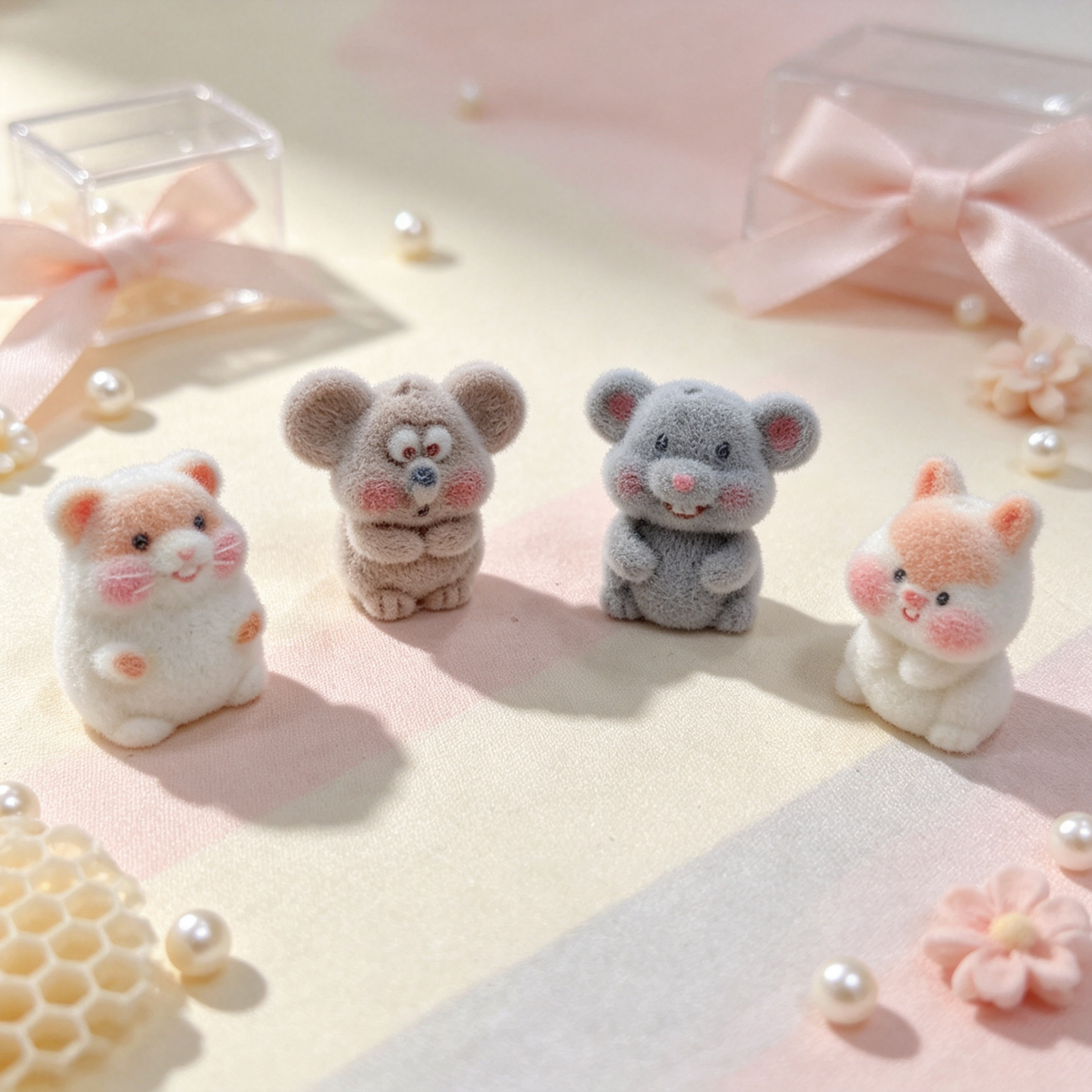 ✨【NEW】Fluffy Rodent Pals | Flocked Mouse Squirrel Hamster Beads for DIY Craft & Jewelry Making