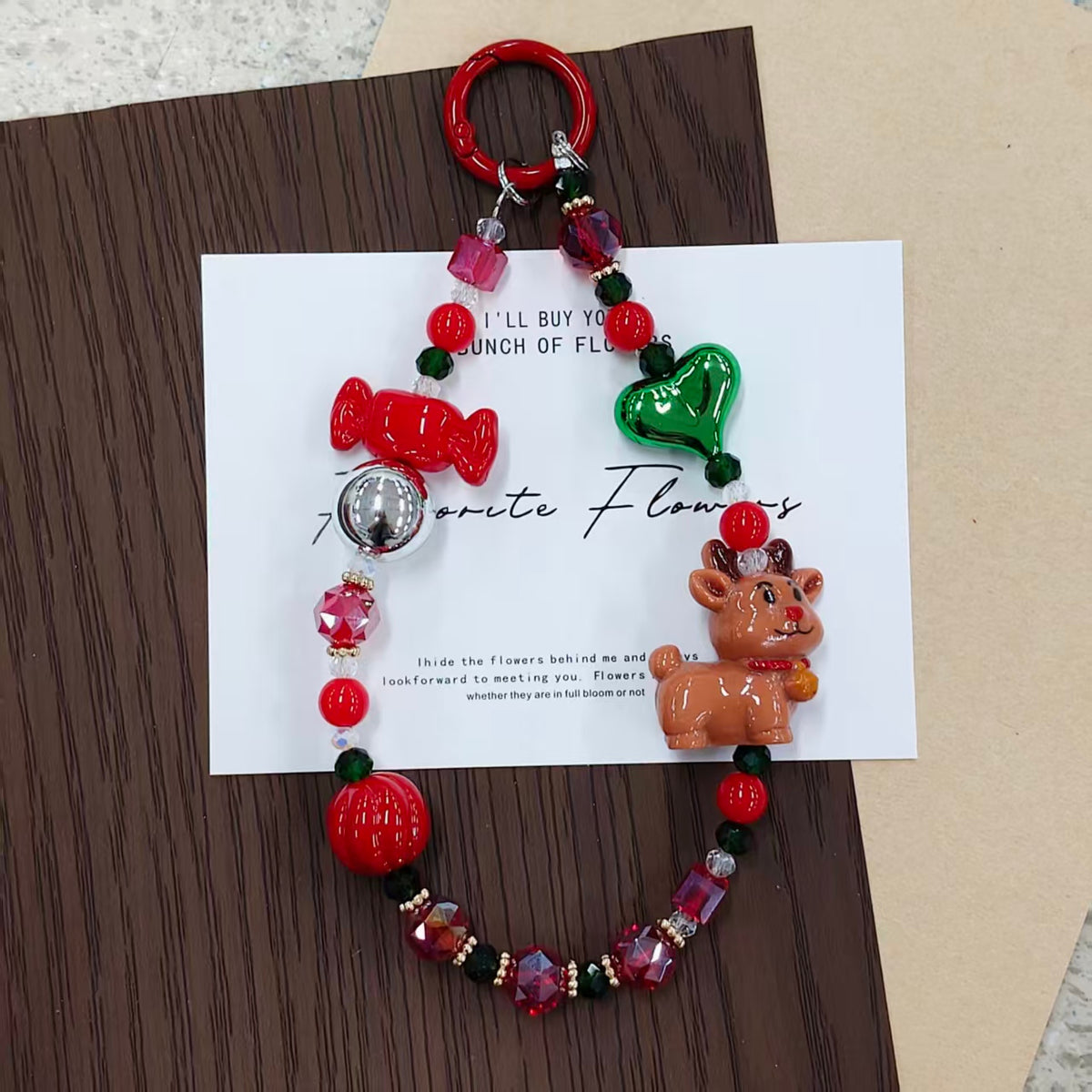 ✨【NEW】Christmas Beaded Phone Chain | Festive Handmade Beaded Phone Charm, Holiday Bag Pendant