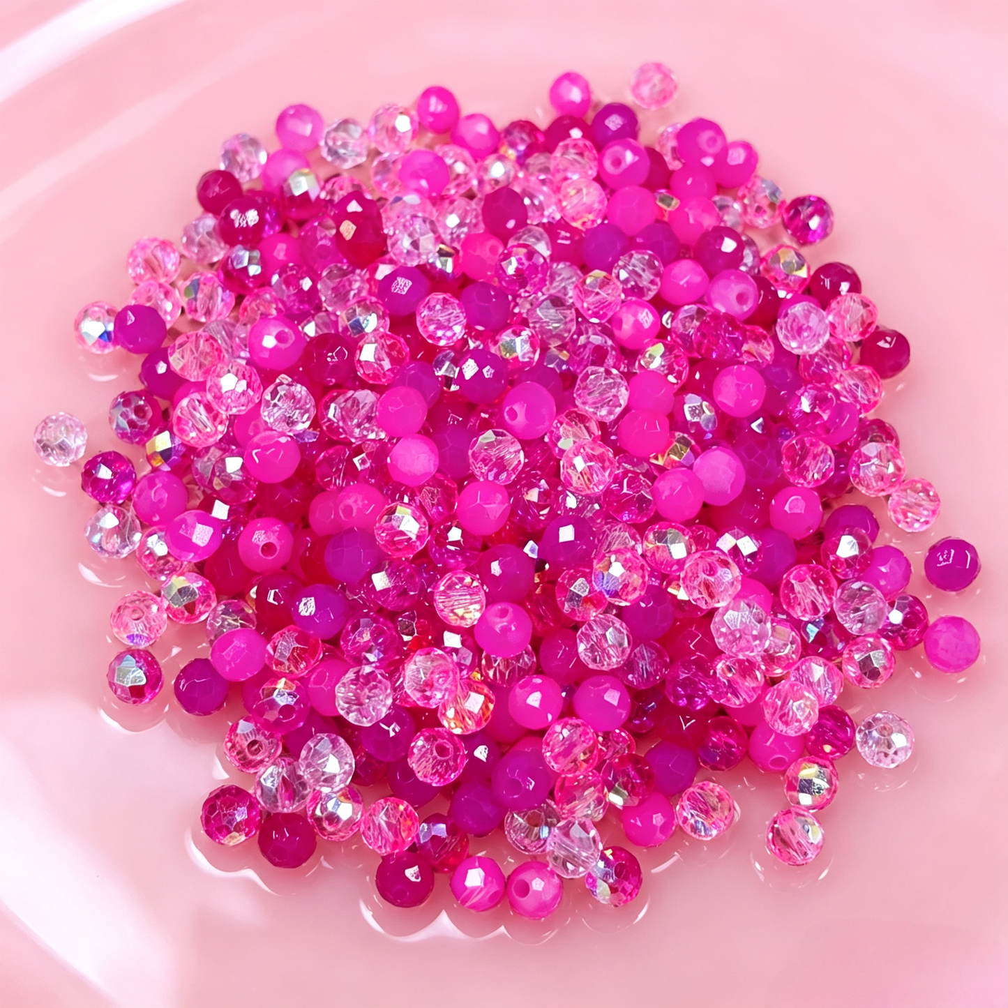 ✨【NEW】4mm Fuchsia Glow｜Flat‑Faceted Glass Beads for DIY Bracelet Jewelry Making
