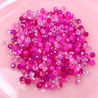 ✨【NEW】4mm Fuchsia Glow｜Flat‑Faceted Glass Beads for DIY Bracelet Jewelry Making
