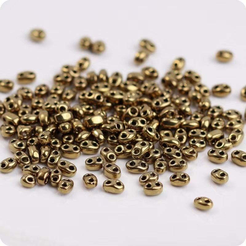 ✨【NEW】Metallic PigNose | Two-Hole Oval 2.5×5mm Pig Nose Glass Beads for DIY Bracelets, Necklaces & Jewelry Making