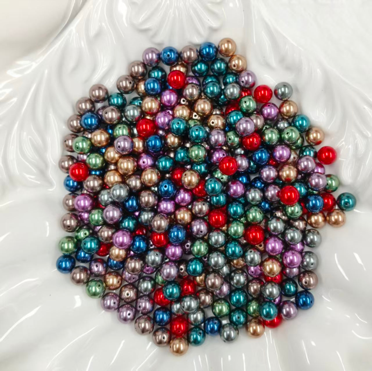 ✨[NEW]8mm Midnight Pearl | Iridescent Glass Round Beads for DIY Jewelry Making