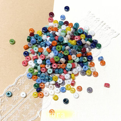 ✨【NEW】3×6mm Opaque Enameled Wheel | Mixed Color Glass Spacer Beads for DIY Jewelry Making