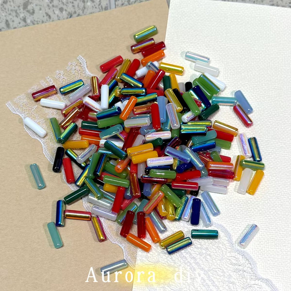 ✨【NEW】4×13mm AB Finish Straight Tube | Mixed Color Cylinder Spacer Beads for DIY Jewelry Making