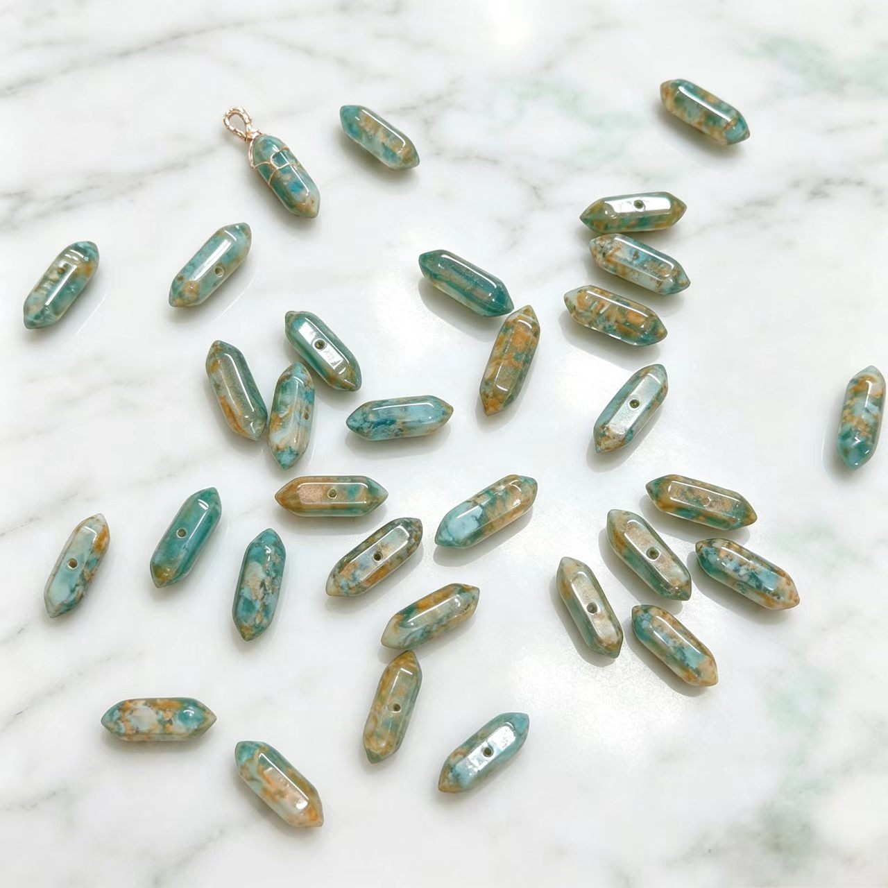 ✨【NEW】Gradient Double‑Point Prism｜Faceted Glass Beads for DIY Bracelet Jewelry Making