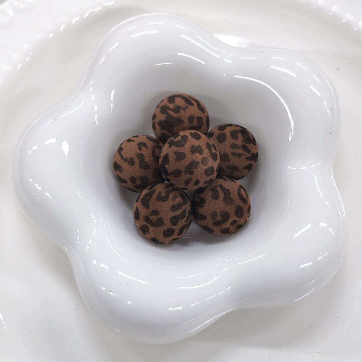 ✨【NEW】Velvet Leopard Orb | 15.5mm Flocked Round Beads for DIY Handcrafted Jewelry