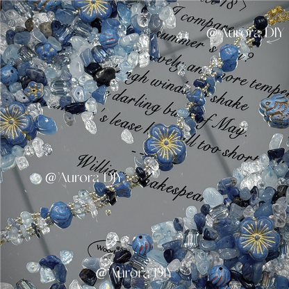 ✨【NEW】Blue Tide Bloom｜Blue‑toned loose beads with crystal chip stones, czech glass & faceted glass for DIY bracelet making