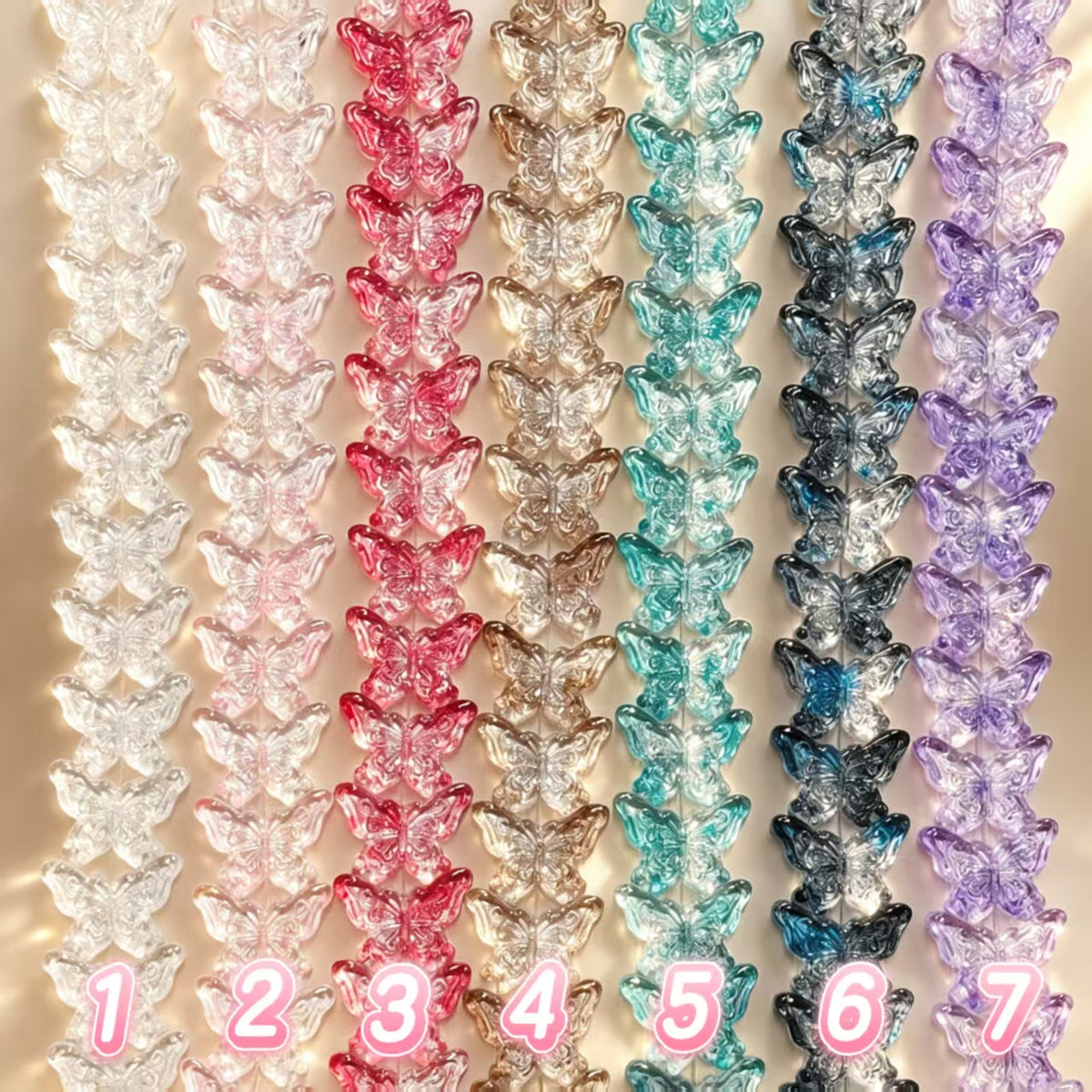 ✨【NEW】Ornate Butterfly | Glass Beads, Transparent Embossed Butterfly Charms for DIY Jewelry Making