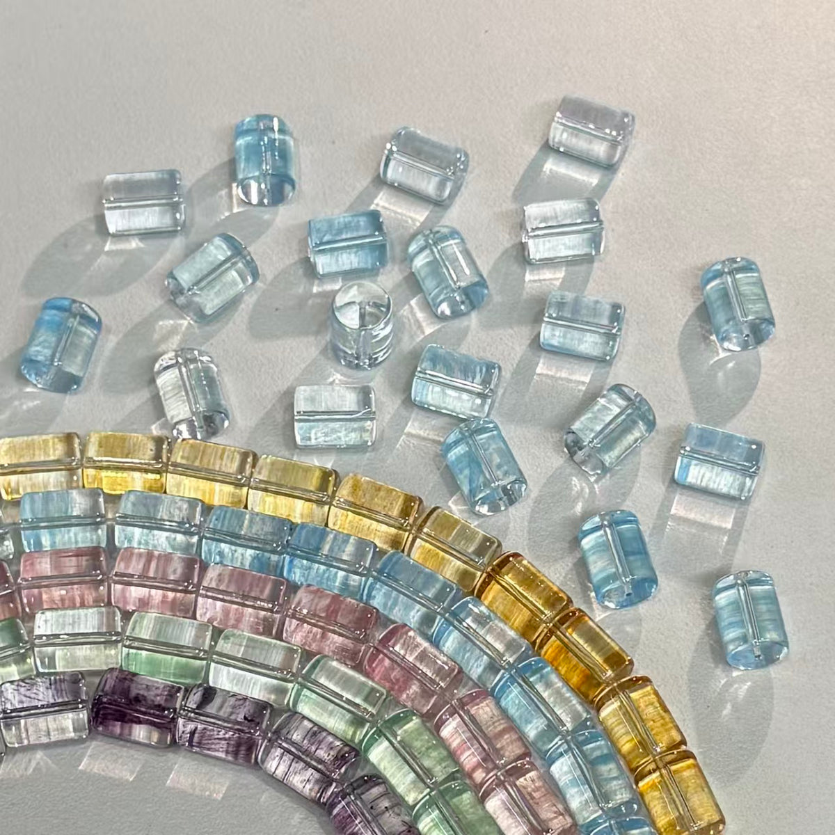 ✨【NEW】Tube Drift | Brush‑Streaked Tube Glass Beads For DIY Bracelet