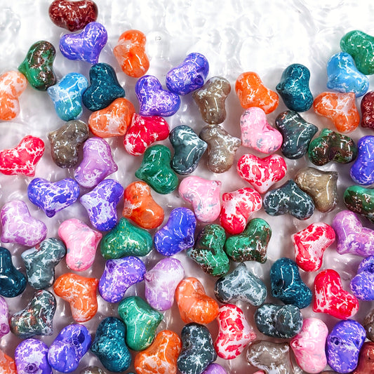 ✨【NEW】Heart Marble Splash | Marbled Heart Glass Beads for DIY Jewelry Making