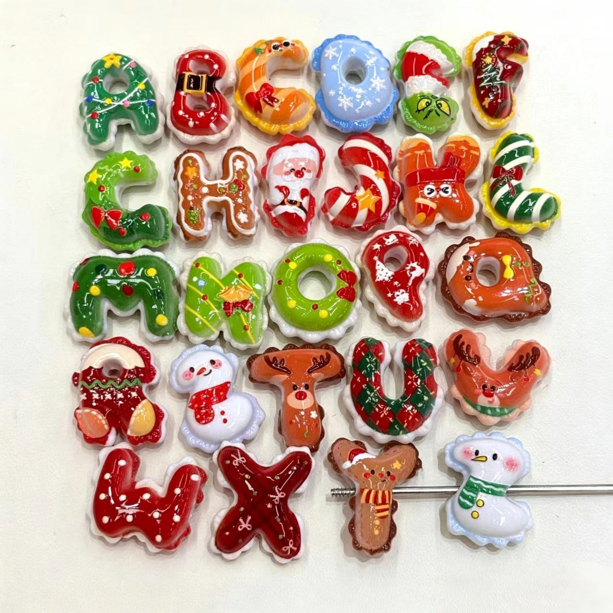 ✨【NEW】Christmas Cartoon Letters | Side‑Drilled Christmas Cartoon Alphabet Beads for DIY Bracelets, Necklaces & Jewelry Making