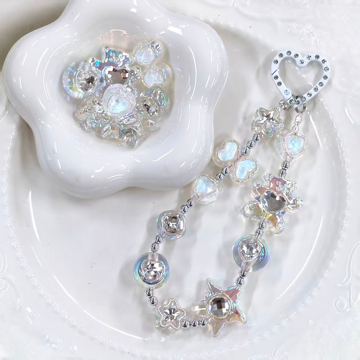 ✨【NEW】Aurora Gem Charms | Iridescent Acrylic Beads with Faux Zircon Inlay for DIY Jewelry Making