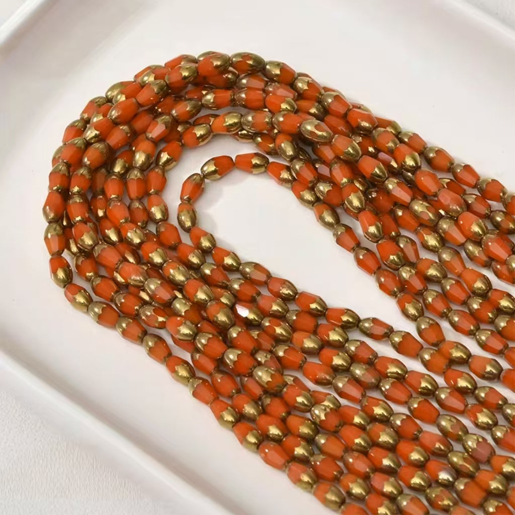 ✨【NEW|B1G1】Gold Rim Teardrop | 4.5×7mm Gold‑Rim Teardrop Glass Beads for DIY Bracelet Jewelry Making