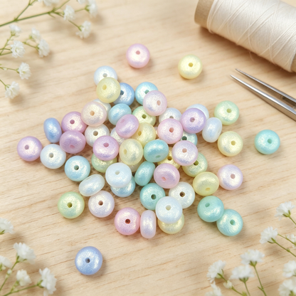 ✨【NEW】Wrinkle Donut｜6*9.5mm Wrinkle‑textured Donut Acrylic Beads for DIY Bracelet Jewelry Making