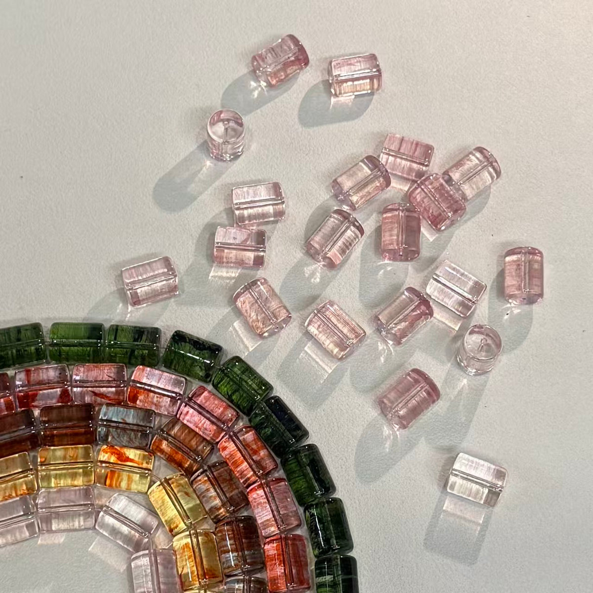 ✨【NEW】Tube Drift | Brush‑Streaked Tube Glass Beads For DIY Bracelet