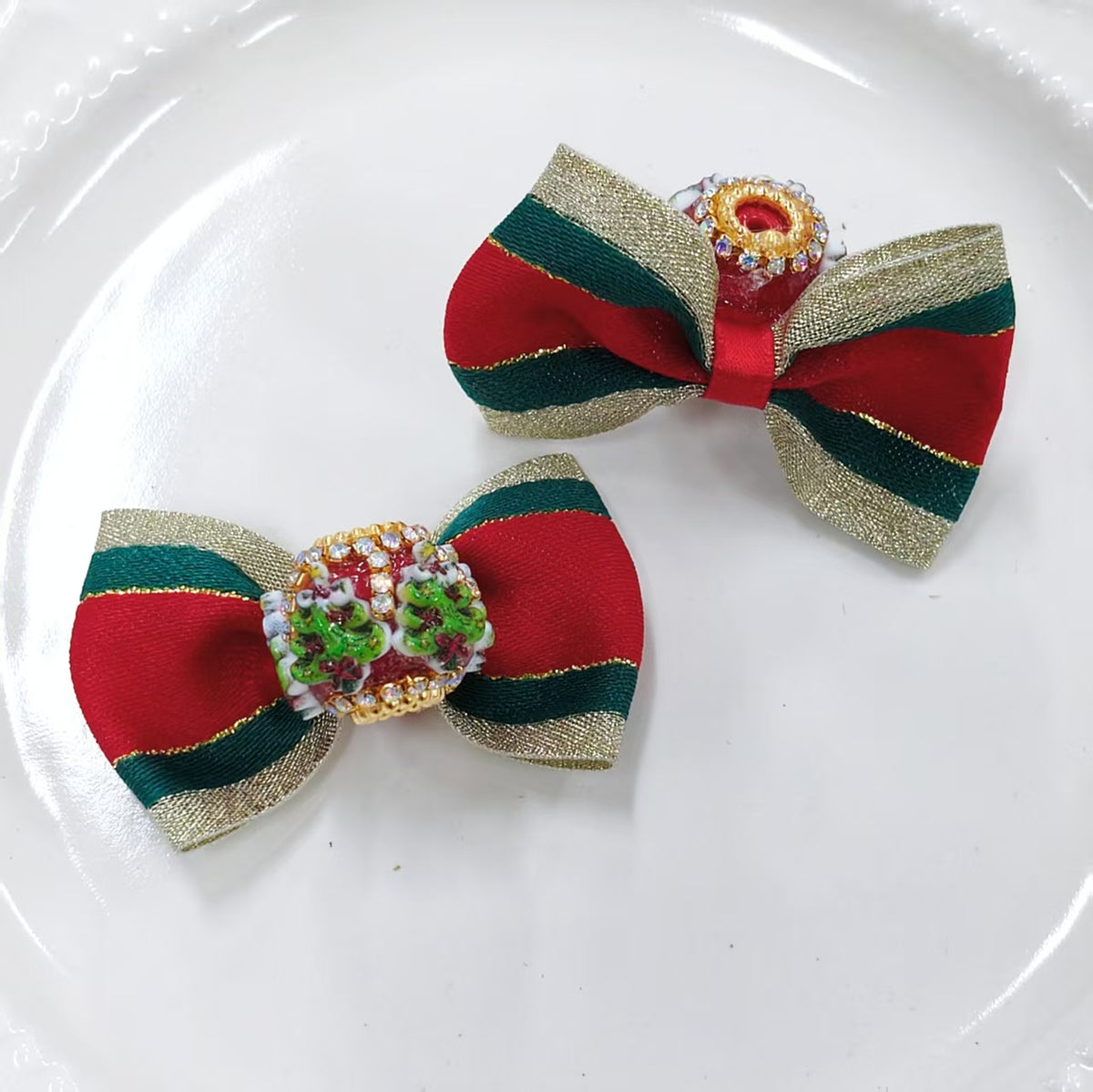 ✨【NEW】Christmas Ornate Bow Beads | Rhinestone Ribbon Bow Beads with Straight Hole for DIY Beaded Pen, Phone Strap & Keychain