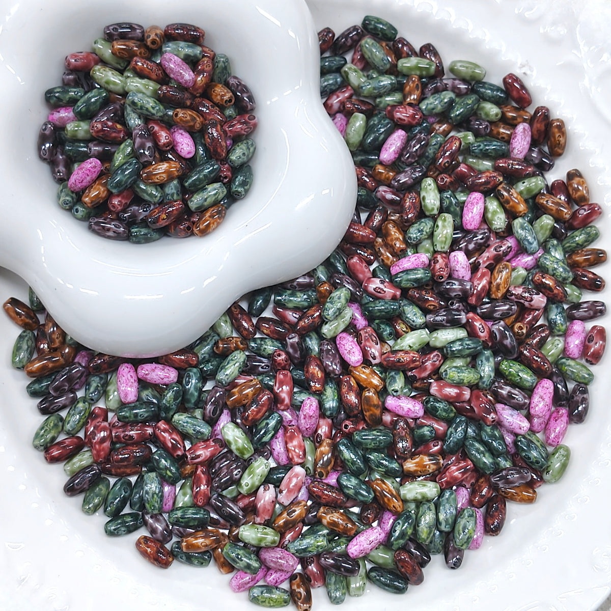 ✨【NEW】Picasso Rice | 4×9 mm Oval Glass Beads, DIY Handmade Jewelry Supplies