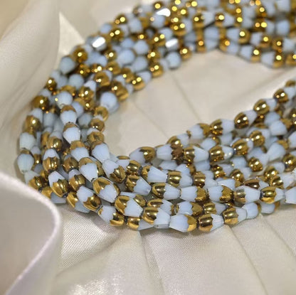 ✨【NEW|B1G1】Gold Rim Teardrop | 6×8mm Gold‑Rim Teardrop Glass Beads for DIY Bracelet Jewelry Making