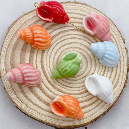💗【NEW】Ceramic Conch | Multicolor Ceramic Seashell Beads for DIY Jewelry Making