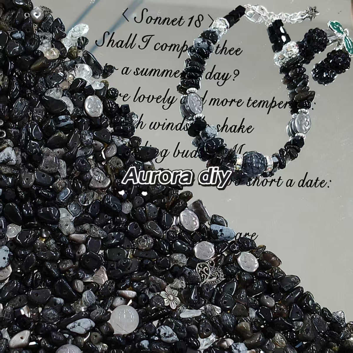 ✨【NEW】Noir Obsidian | Black Crystal Chips, Czech Beads, Black Faceted Glass Beads & Assorted Black Alloy Charms for DIY Jewelry Making