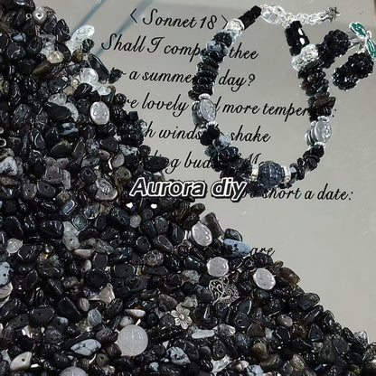 ✨【NEW】Noir Obsidian | Black Crystal Chips, Czech Beads, Black Faceted Glass Beads & Assorted Black Alloy Charms for DIY Jewelry Making
