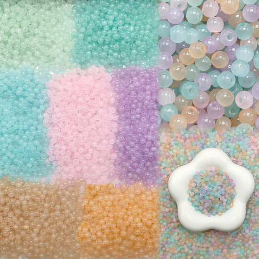 ✨【NEW】4mm Mist Pastel Jelly Orb | Mixed‑Color Glass Beads for DIY Jewelry Making