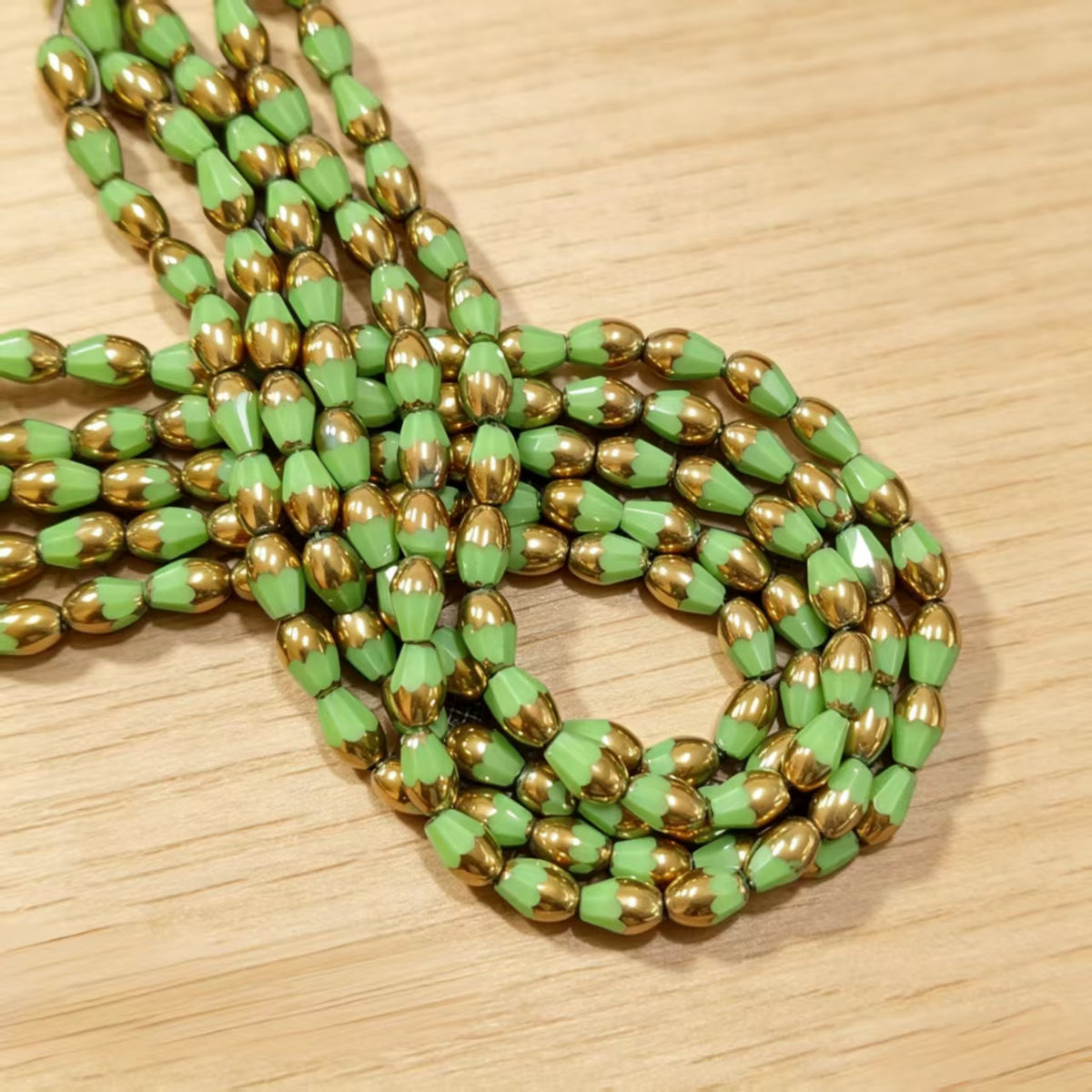 ✨【NEW|B1G1】Gold Rim Teardrop | 4.5×7mm Gold‑Rim Teardrop Glass Beads for DIY Bracelet Jewelry Making