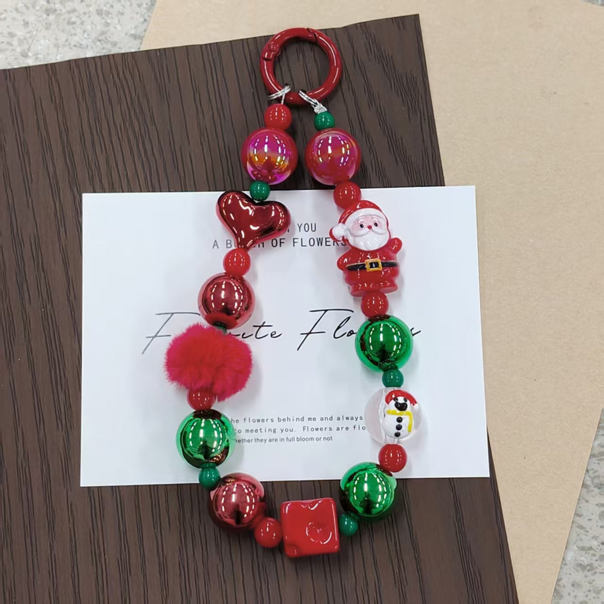 ✨【NEW】Christmas Beaded Phone Chain | Festive Handmade Beaded Phone Charm, Holiday Bag Pendant