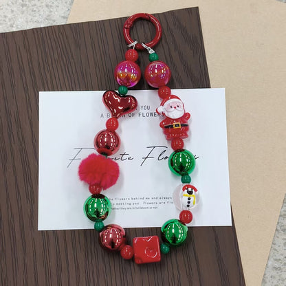 ✨【NEW】Christmas Beaded Phone Chain | Festive Handmade Beaded Phone Charm, Holiday Bag Pendant