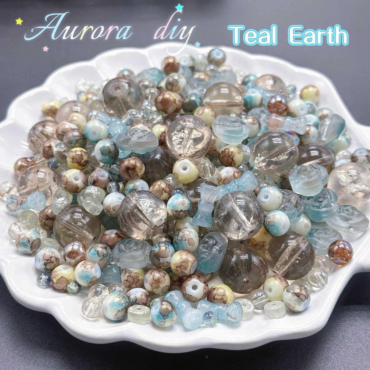 (J to T)Bigger size glass beads mix