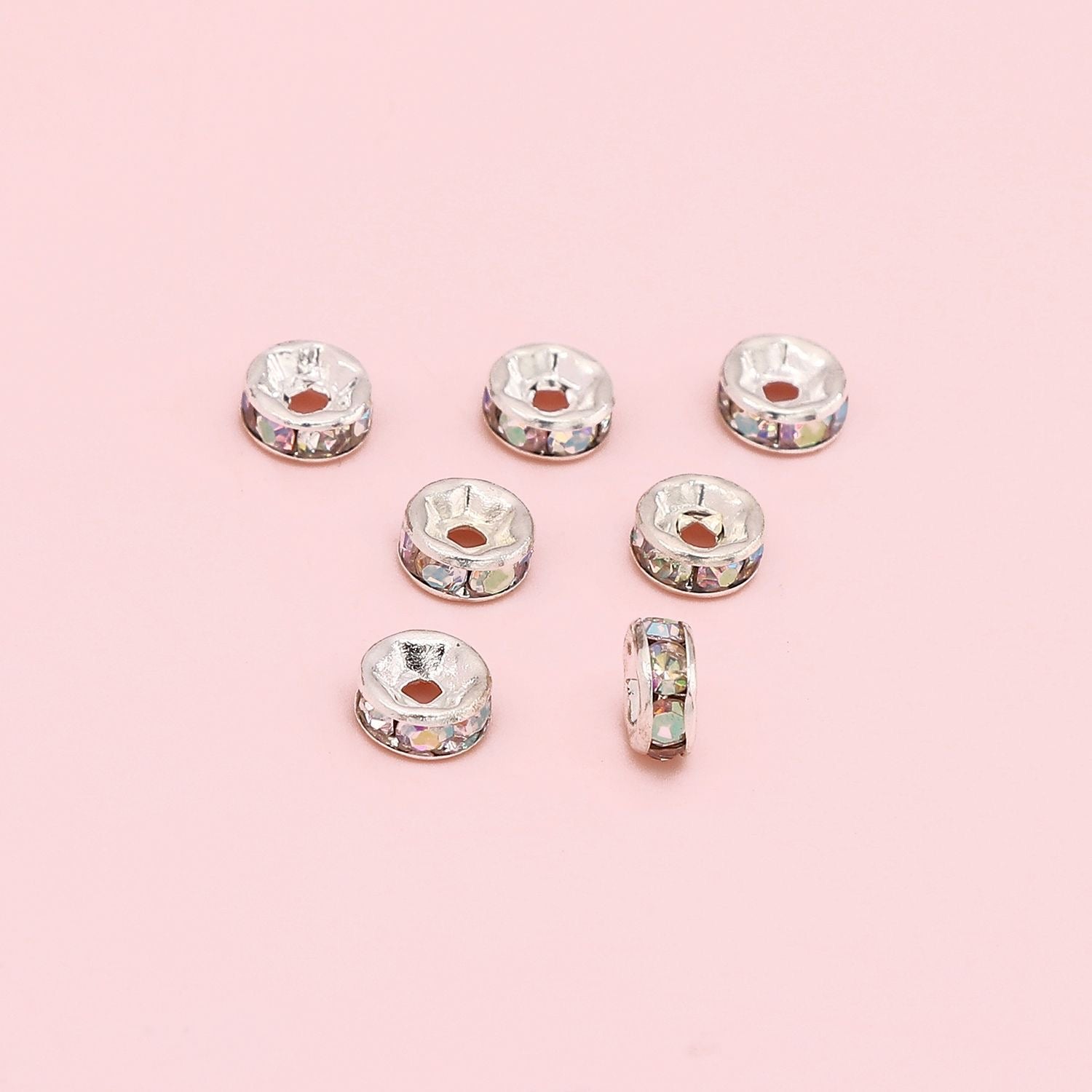 Copper rhinestone spacer beads for DIY jewelry making