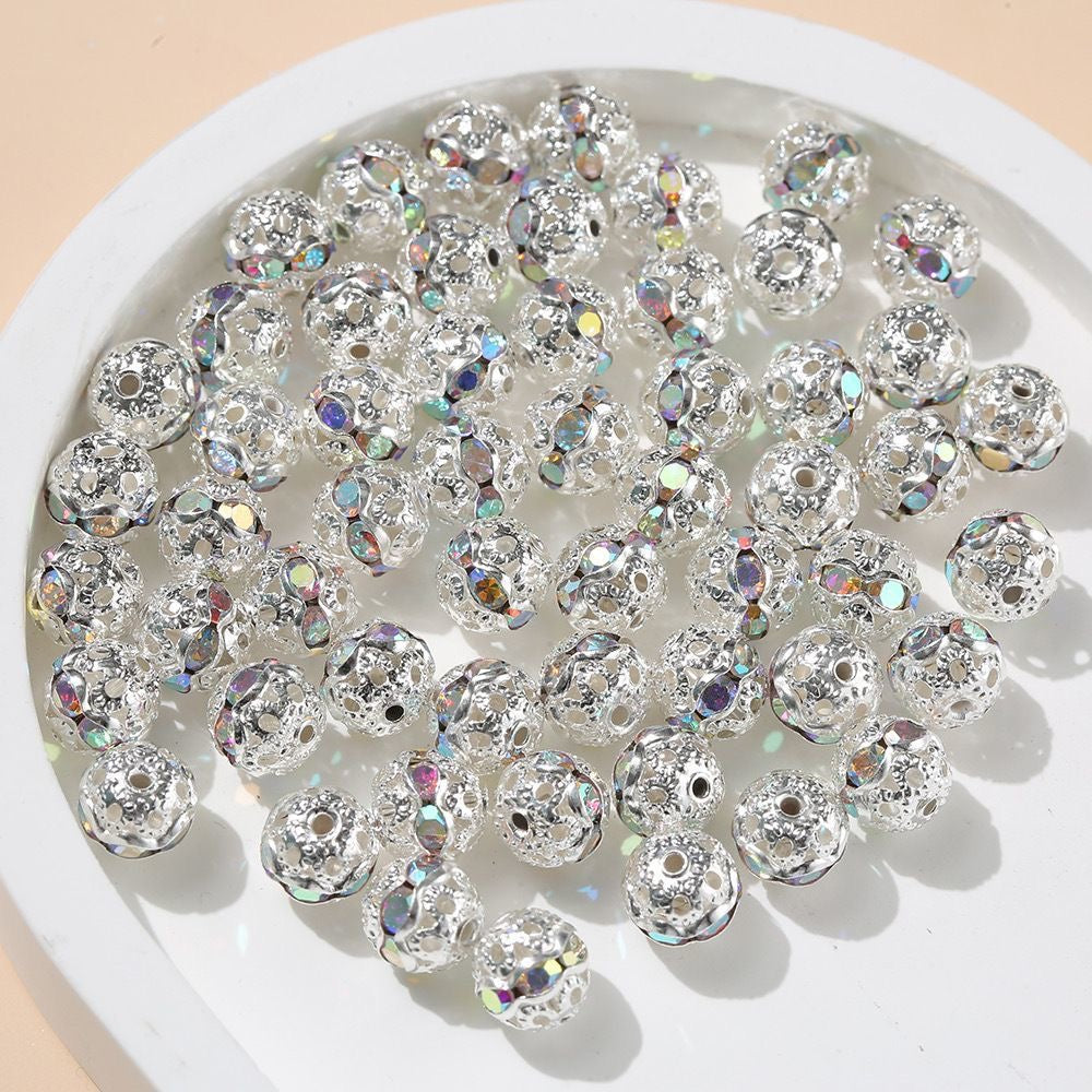 Copper rhinestone spacer beads for DIY jewelry making