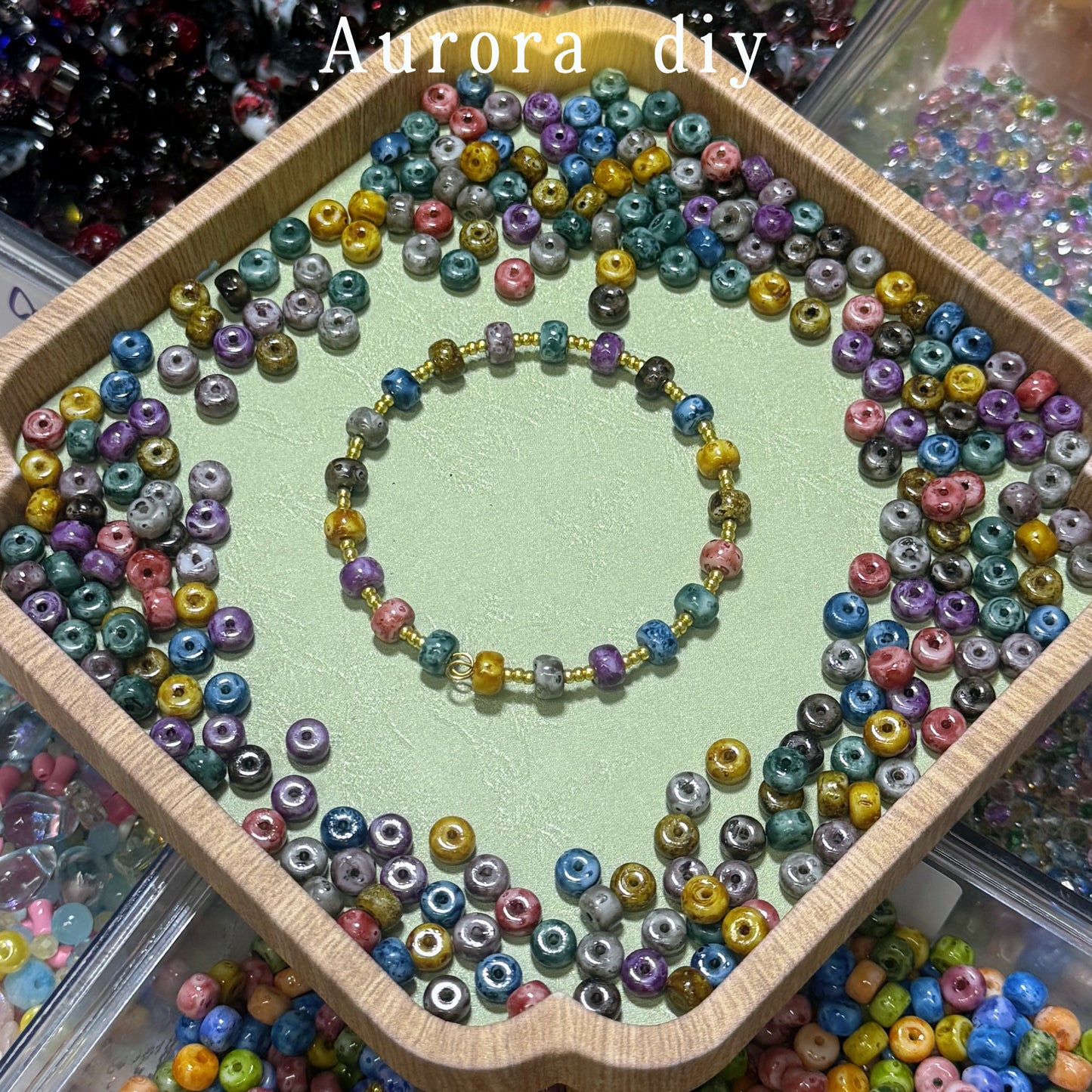 ✨【NEW】Dusk Canvas | Oil Painting Flat Barrel Glass Beads, Multi‑Color Mix For DIY Jewelry Making