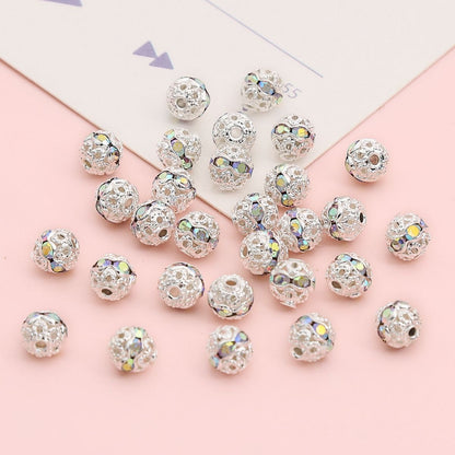 Copper rhinestone spacer beads for DIY jewelry making