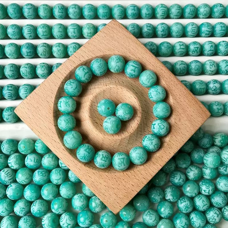 A-engraved 6 words Bodhi beads