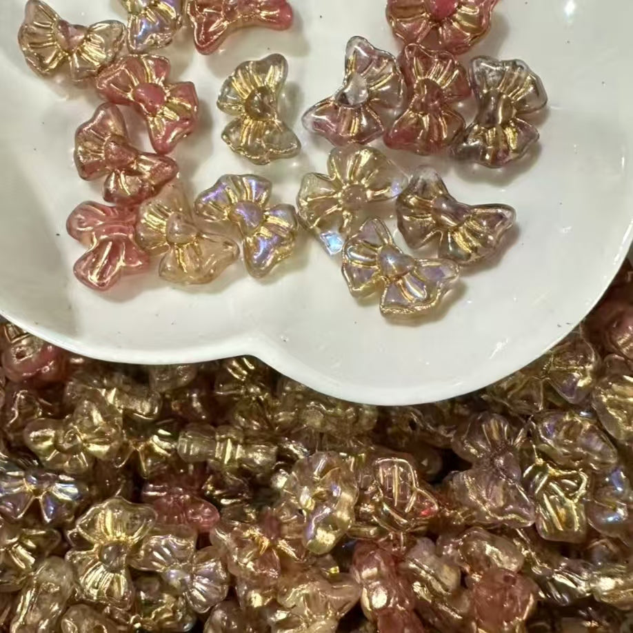 ✨【NEW】Gilded Bow | Glass Bow Beads, Multicolor Gilded Iridescent Beads for DIY Jewelry