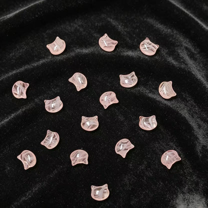 ✨【NEW】Ripple Kitty Head | Mixed‑Color Glass Beads for DIY Jewelry Making