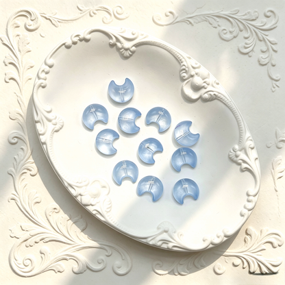 ✨【NEW】Luna Plump | Chunky Crescent Moon Glass Beads, Hole At The Center‑Concave For DIY Jewelry Making