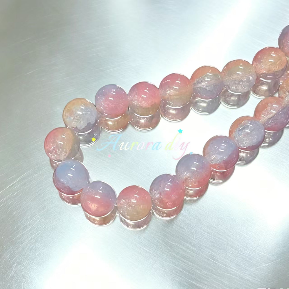 ✨【NEW】16mm Crackle Glass Beads, Ice Transparent Round Loose Beads for Jewelry DIY Making