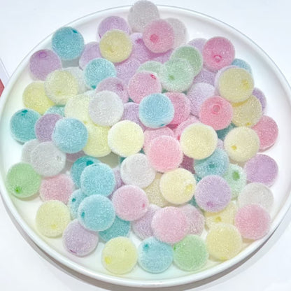 ✨【NEW】Candy Fluffy Orbs | 15.5 mm Flocked Round Beads for DIY Jewelry Making